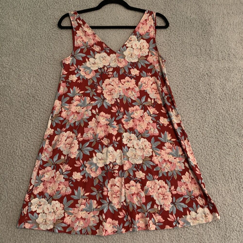 Ann Taylor Loft Womens Size XS Sleeveless Floral Mini Dress V Neck Red Pink Blue